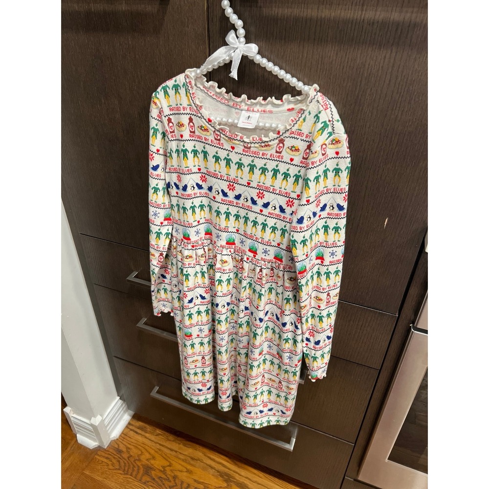 Hanna Anderssonโ Girl's Long Sleeve Festive Rib Knit Dress in the "Elf" girls 10